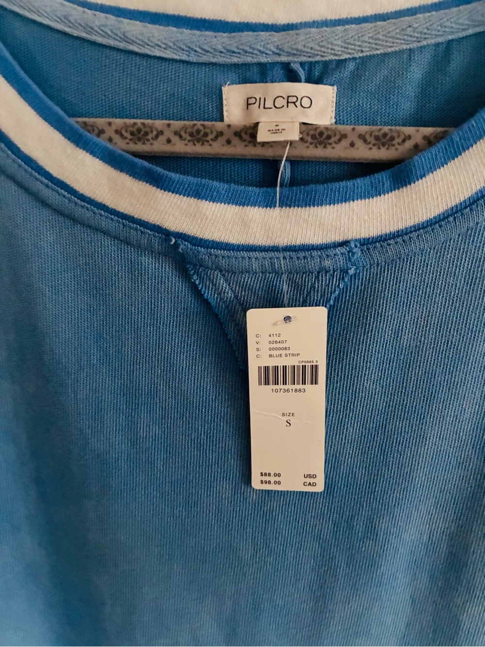 NWT Pilcro Cotton Seamed Long-Sleeve Top - Picture 6 of 12